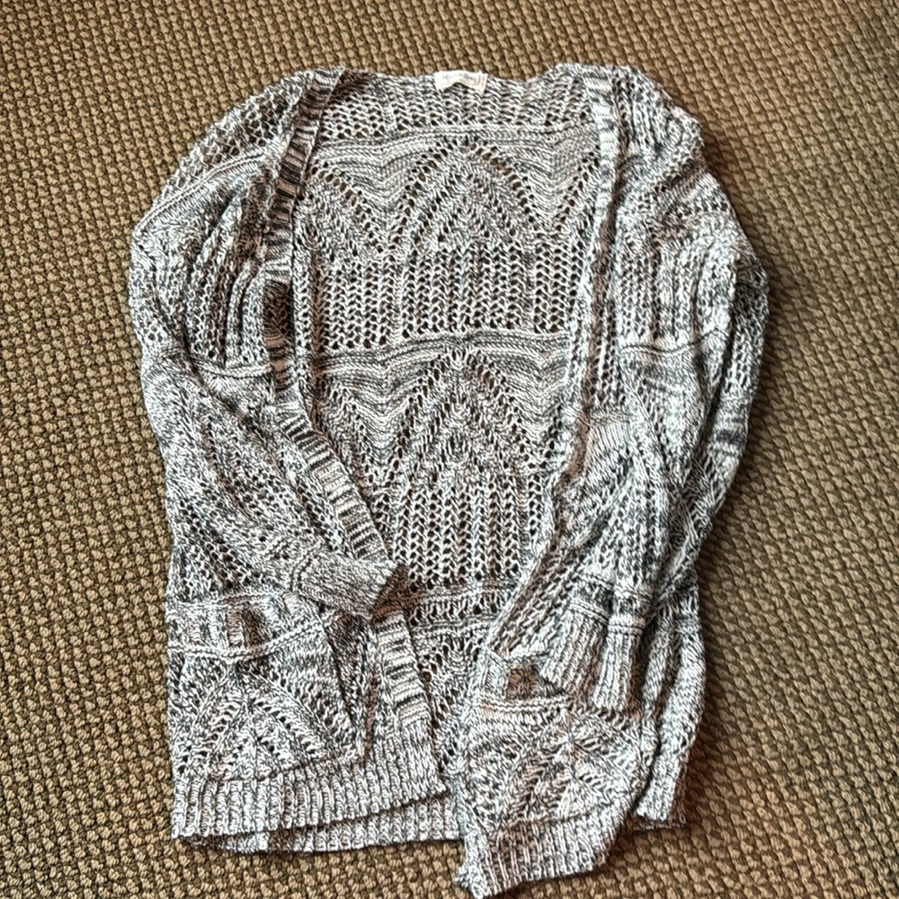 Grace and lace, gray and white cardigan, large/extra large